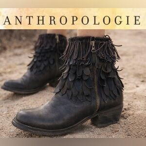 Anthropologie mid-calf leather tassel booties Sz 38 (7.5)
